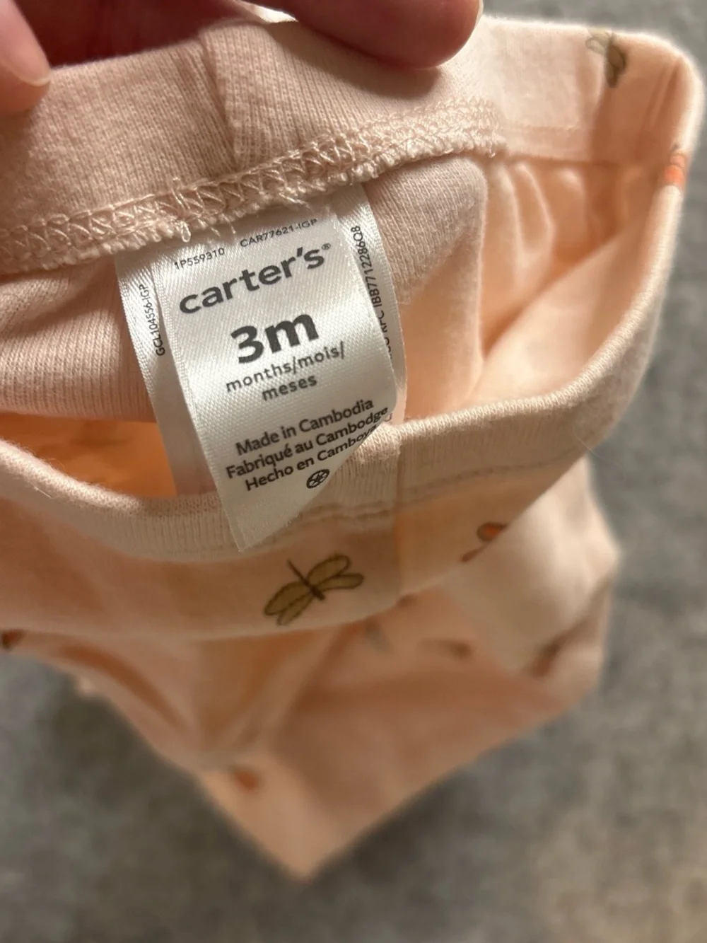 Carter's Peach Leggings with Yellow Butterfly Detail